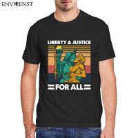 Liberty And Justice For All Vintage T Shirt Men Clothing Summer Funny Graphic Short-Sleeve Tee O-Neck Cotton Sport Streetwear 【Size S-4XL-5XL-6XL】