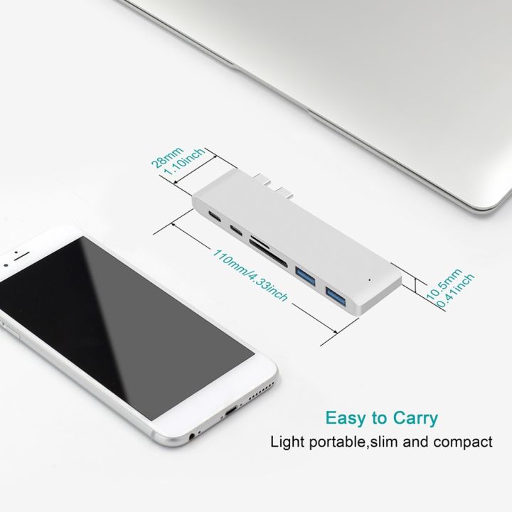 cod-free-cas-jhwvulk-6-in-1-type-c-ฮับต่อพ่วง-usb-ชาร์จบัตร-tf-sd-อะไหล่หัวอ่านสำหรับ-mac-book-pro-16-17-18