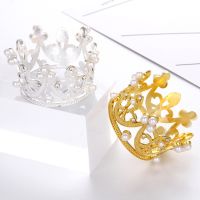 1pcs Fake Pearl Mini Crown Shape Cake Topper Wedding Engagement Sweet Decoration