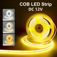 แถบ LED COB ไฟ320 LED/m ริบบิ้นเทปยืดหยุ่นความหนาแน่นสูง3000-6500K ไฟ Led RA90 DC12V ห้องนอนห้องครัว