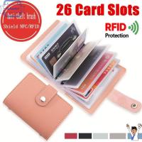 RICHARDCOT 26 Card Slots กระเป๋ากระเป๋า กระเป๋าเงิน สีลูกกวาด หนัง PU ผู้ถือบัตรเครดิต การปิดกั้น RFID กระเป๋าสตางค์