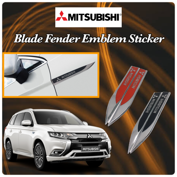 CPA 2pcs Mitsubishi Car Side Blade Fender Emblem 3D Metal Logo Sticker