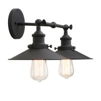 Permo Vintage Industrial 2-Light Wall Light 8.7 Inches Flared Sconce Light,Mid Century Wall Lamps For Bedroom, Living Room