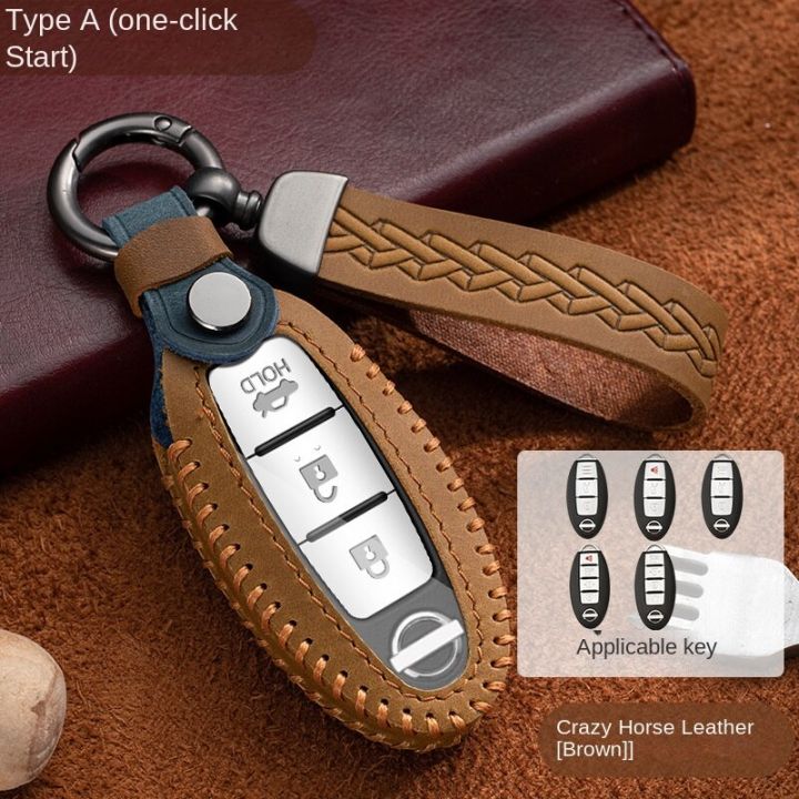car-key-case-fob-cover-leather-for-nissan-patrol-sylphy-bluebird-qashqai-tiida-murano-btr-sunny-keyring-keychain-holder-shell