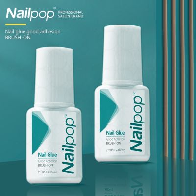Nailpop Fast Dry Nail Art Glue with Brush Rhinestone Nail Glue Decoration False Nail Tools All for Manicure Accessories 2pcs Adhesives Tape
