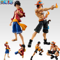 โมเดลแอคชั่นฟิกเกอร์ One Piece Figma Luffy Ace VAH Monkey D Luffy Portgas D. Ace Straw Hat Fire Fist บรรจุอยู่ในกล่องพีวีซี ขนาด 18 ซม.