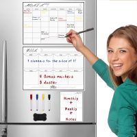 Magnetic Dry Erase Fridge Calendar Board for Refrigerator 16.5x11.8 Daily Weekly Monthly Magnets Whiteboard Plan Board Notes