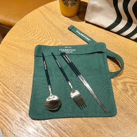 Starbuck ร้านค้าอย่างเป็นทางการ Starbuck ช้อนไต้หวันป่าสีเขียวบนโต๊ะอาหารชุดสามชิ้น304สแตนเลสกาแฟช้อนส้อมตะเกียบชุด Starbuck แก้ว Starbuck ถ้วย