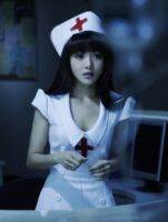 Nurse uniform short-sleeved one-piece dress Halloween party with hat semicolon ghost nurse blood socks plasma horror