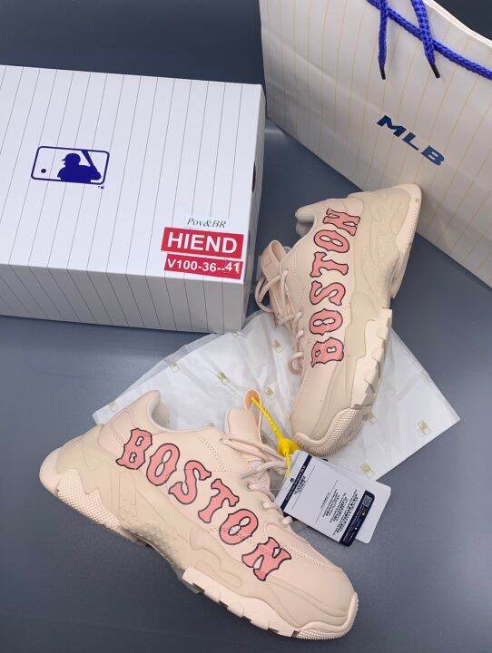 sport-home-รองเท้าแฟชั่นmlb-full-box-pink-boston-รองเท้าออกกำลังกาย-รองเท้ากีฬา-รองเท้าผ้าใบ-สินค้าพร้องส่งอุกกรณ์ครบเซ็ต