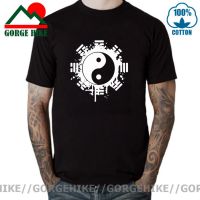 Mens T Shirts Mens Clothing Chinese Chi Eight Diagrams Ying Yang Printed Cotton Tshirt