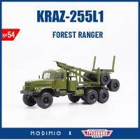 1:43ไม้ Kraz-255L1โซเวียตพาหนะขนส่งแม่พิมพ์โมเดลโลหะหล่อและโมเดลรถยนต์ "ไม้ป่า" JGRN054