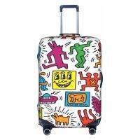 Keith Haring อุปกรณ์คลุมกระเป๋าเดินทางซักได้ชุดป้องกันกระเป๋าเดินทางป้องกันป้องกันการขีดข่วนผ้าคลุมกระเป๋าเดินทาง18-32นิ้ว