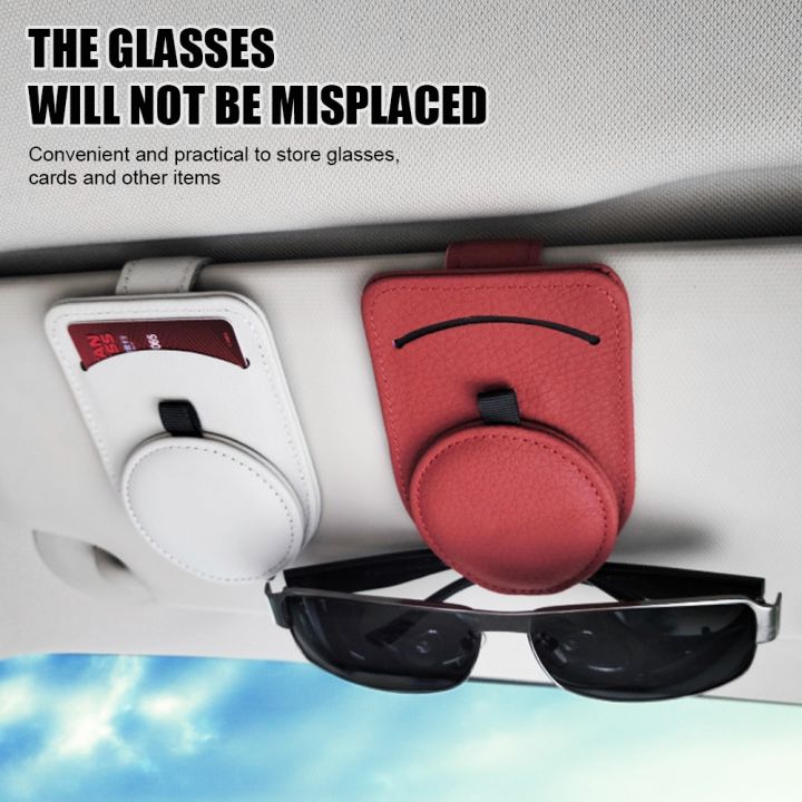tempat-kacamata-pelindung-matahari-mobil-kulit-kacamata-hitam-klip-dudukan-multifungsi-klip-portabel-aksesori-interior-mobil-wanita