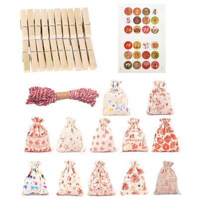 Hot Stamping Pattern Christmas Gift Bag Set Christmas Deer Linen Drawstring Drawstring Pocket Cute Candy Bag