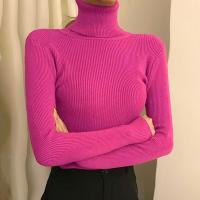 2023 New Women Pullover Turtleneck Sweater Autumn Long Sleeve Slim Elastic Korean Simple Basic Cheap Jumper Solid Color Top Cups  Mugs Saucers