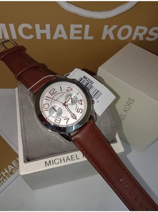 Michael Kors Mens Cortlandt Brown Leather Strap Watch MK8785  eBay