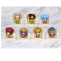 20217pcslot Anime Saint Seiya Egg Box Q Version The Gold Zodiac PVC Action Figures Model Toys Kids Birthday Gifts 4cm With Box