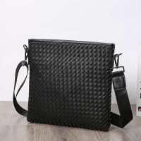 Fashion Luxury Crossbody Bag Men Messenger Bags Woven PU Leather Mens Shoulder Bags Large Capacity Male Laptop Bag Travel Totes