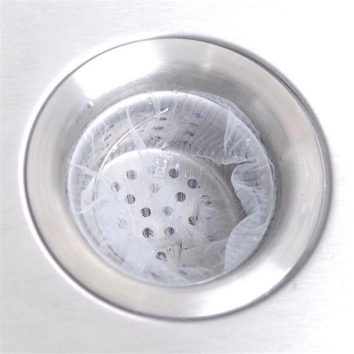 100ชิ้นที่กรองเศษอาหารสำหรับอ่างล้างจานอุปกรณ์กรองตาข่ายฝาปิดช่องระบายน้ำที่กรองกระเป๋าตาข่าย