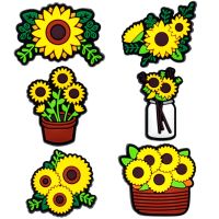 1PCS New Plant Cartoon Croc Accessories For Girls Women Party Gifts Sunflower Cute Garden Shoe Decoration Buckle DIY