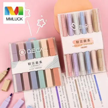 6pcs/set Double Tip Highlighter Pens Macaron Color Manga Markers Midliner  Pastel highlighters Kawaii Japanese Stationery 