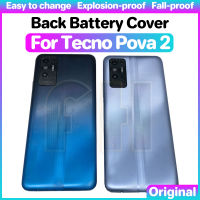 กลับฝาหลังปิดโทรศัพท์แก้วสำหรับ Tecno Pova 2 LE7ด้านหลังประตูกระจกฝาหลังเลนส์กล้องถ่ายรูปแก้ว