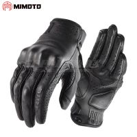 【CW】Men Breathable Waterproof Winter Touch Screen Motocross Glove Vintage Leather Motorcycle Gloves Full Finger Motorbike Moto Glove