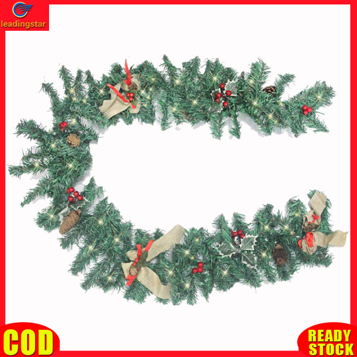 leadingstar-rc-authentic-1-8m-artificial-christmas-garland-with-lights-xmas-decoration-for-walls-stairs-fireplaces