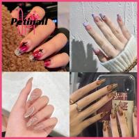 PETINAIL 24ชิ้น/กล่องที่ถอดออกได้เครื่องมือทำเล็บเทียมสวมใส่ได้เล็บปลอมโลงศพหยักเล็บปลอมเล็บปลอม