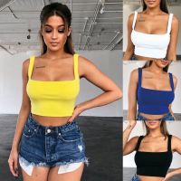 COD SDGYTRUYRT （Free Gift）Women Solid Square Neck Tank Crop Top