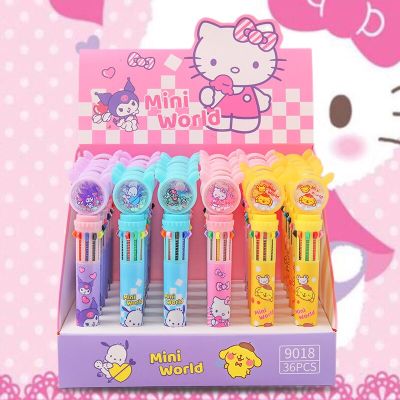 36pcs Sanrio 10colors Ballpoint Pen Kawaii Hellokitty Kuromi Student Writing Gel Pen School Supplies Office Stationery Wholesale Pens