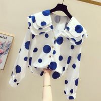 New Spring Korean Style Elegant Long Sleeve Polka Dot Shirt Womens Spring Autumn Relaxed Chiffon Sun-proof Casual Shirt