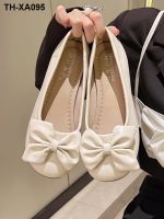 ✷¤ French style evening single shoes soft bottom 2022 summer thin section retro bow shallow mouth scoop gentle peas