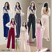 B17399 Jumpsuit BBR แขนกุดขายาว ผูกโบว์เอว Jumpsuit BBR, sleeveless, long legs, bow tie at the waist