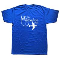 Funny Let The Adventure Begin Airplane Travel Mode T Shirts Graphic Cotton Hop