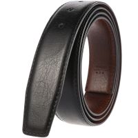 Kualitas Tinggi Men Leather Belt dengan Lubang Tidak Ada Gesper Kopi Hitam 2 Sisi Dapat Digunakan