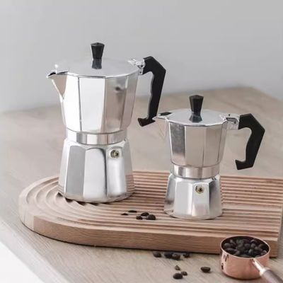 กาต้มกาแฟอลูมิเนียมขนาด หม้อต้มกาแฟ มอคค่าพอท 3 ถ้วย Moka Express Stovetop Espresso Coffee Maker Moka Pot 150ML 300ML kujiru