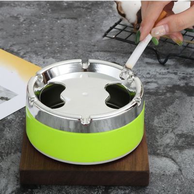 Rotatable Lid Corrosion Resistance Cigarette Ashtrays 360 Degree Free Rotation Stainless Steel Red Green Orange Detachable