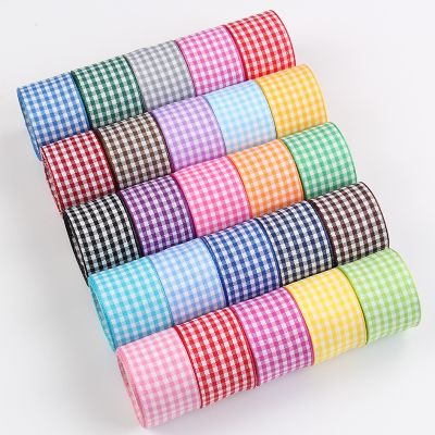 ₪☇ 5Yards/Roll Plaid Ribbons Grosgrain Ribbon Gift Wrapping Polyester Ribbon Handmade DIY Bow Wedding Party Home Decor