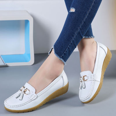 Summer Hollow-out New Leather Shoes Middle-Aged and Elderly Mom Shoes Womens Single-Layer Shoes Tods Womens Soft Bottom Wedge Hole Shoes Womens