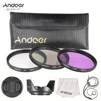 Andoer 55Mm Filter Kit (UV CPL FLD) Nylon Carry Pouch Cap Cap Holder Hood Cleaning Cloth