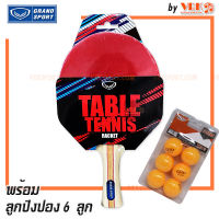 Grand Sport ไม้ปิงปอง รุ่น Smash - พร้อมลูกปิงปอง 3 ดาว 6 ลูก Tabletennisbat 378259