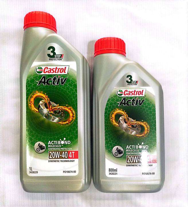 CASTROL ACTIV MOTORCYCLE ENGINE OIL 20W-40 4T 1L/800ML | Lazada PH