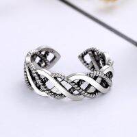 (N.E.W. Style) แหวน DNA-Shape Cross-Circular Open Rings สำหรับผู้ชายผู้หญิง Vingtage แหวนทรงเรขาคณิตกลวง Punk Hiphop Accessories Giftขายส่ง