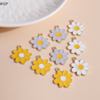 [WQP Fashion Store] COD Jewerry 10pcs Enamel Daisy Flower Charms สำหรับสร้อยคอจี้ต่างหู DIY Charms