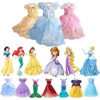 Children Comic Con Elsa Cosplay Princess Sophia Gown Long Hair Dress Up Girls Halloween Mermaid Costume Kid Moana Belle Clothing