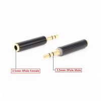 1Pcs Gold 3.5mm 3Pole Stereo Male to 3.5mm 4Pole Female Audio Plug Jack Adapter Connector