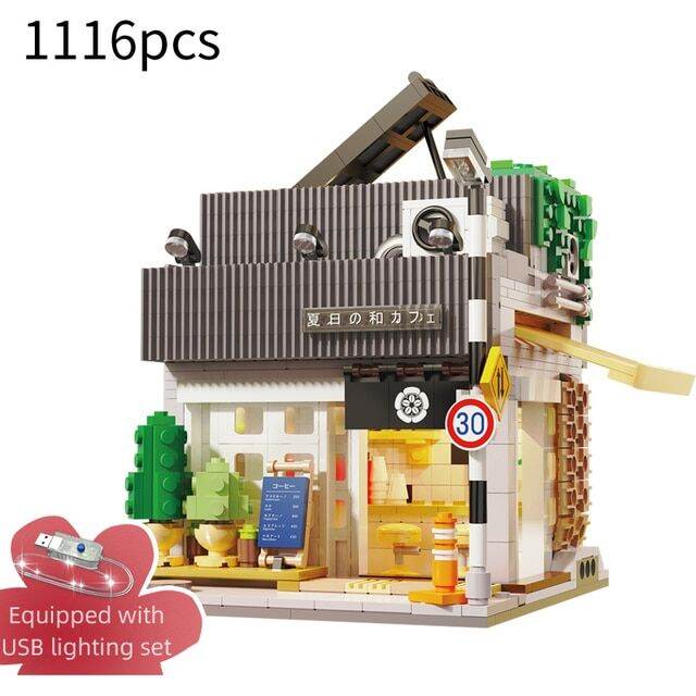 1116pcs-cada-led-city-japanese-style-summer-restaurant-coffee-house-building-blocks-friends-light-shop-bricks-toys-for-kids-gift