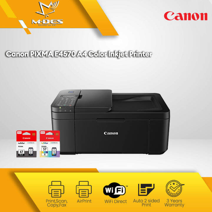Canon PIXMA E4570 Wireless All In One A4 Color InkJet Printer ( Print